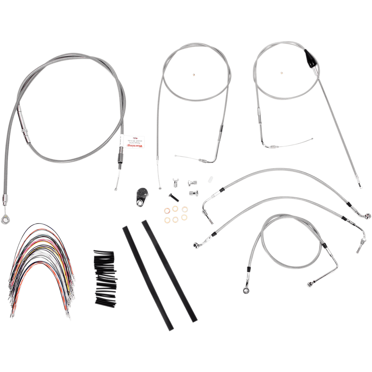 BURLY BRAND Handlebar Cable/Brake Line Kit Complete 14" Ape Hanger Handlebars Stainless Steel