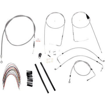 BURLY BRAND Handlebar Cable/Brake Line Kit Complete 14" Ape Hanger Handlebars Stainless Steel