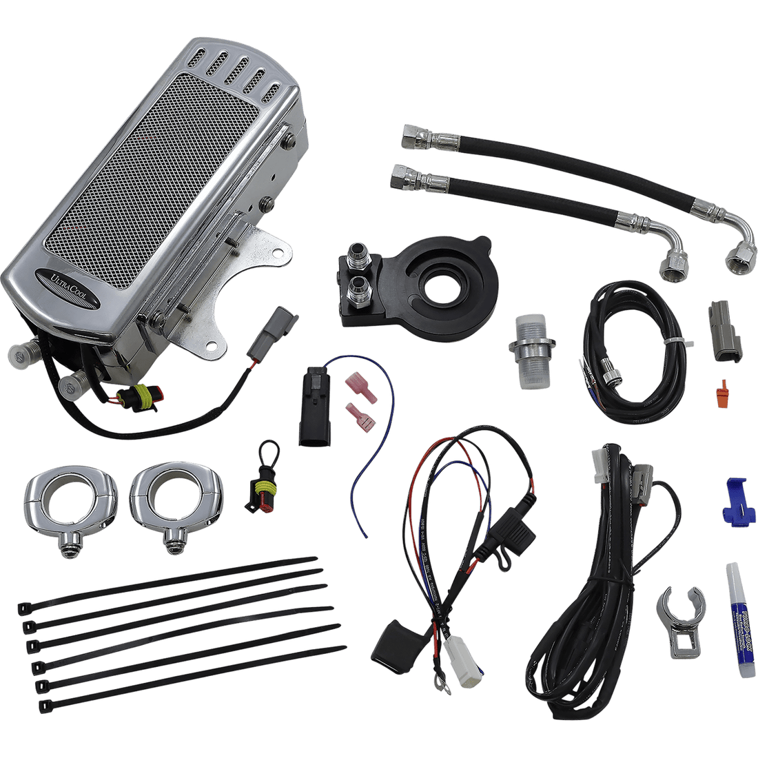 ULTRACOOL Side Mount Oil Cooler Kit Chrome M8 Touring/Trike SMT81C