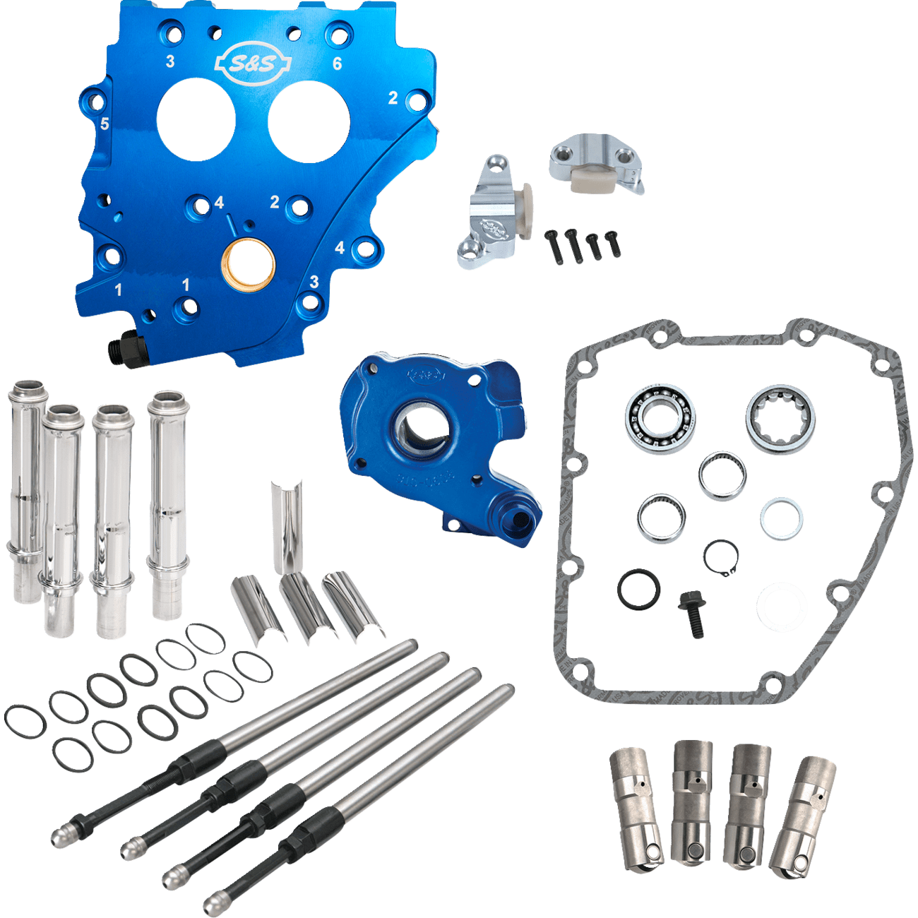 S&S CYCLE Cam Chest Kit without Cams Chain Drive Oil Cooled Chrome Pushrods Twin Cam 3101271