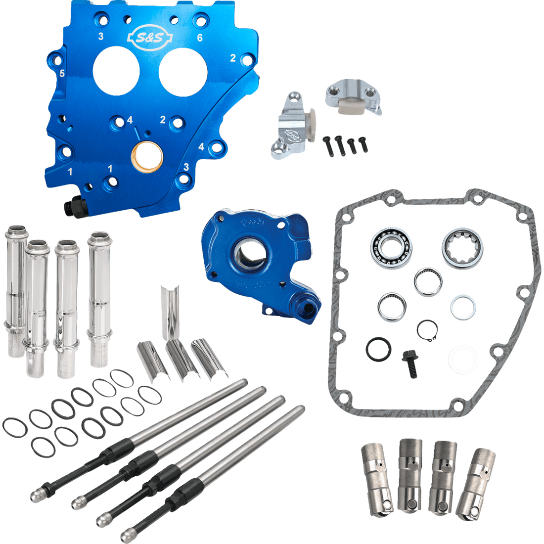 S&S CYCLE Cam Chest Kit without Cams Chain Drive Oil Cooled Chrome Pushrods Twin Cam 3101271