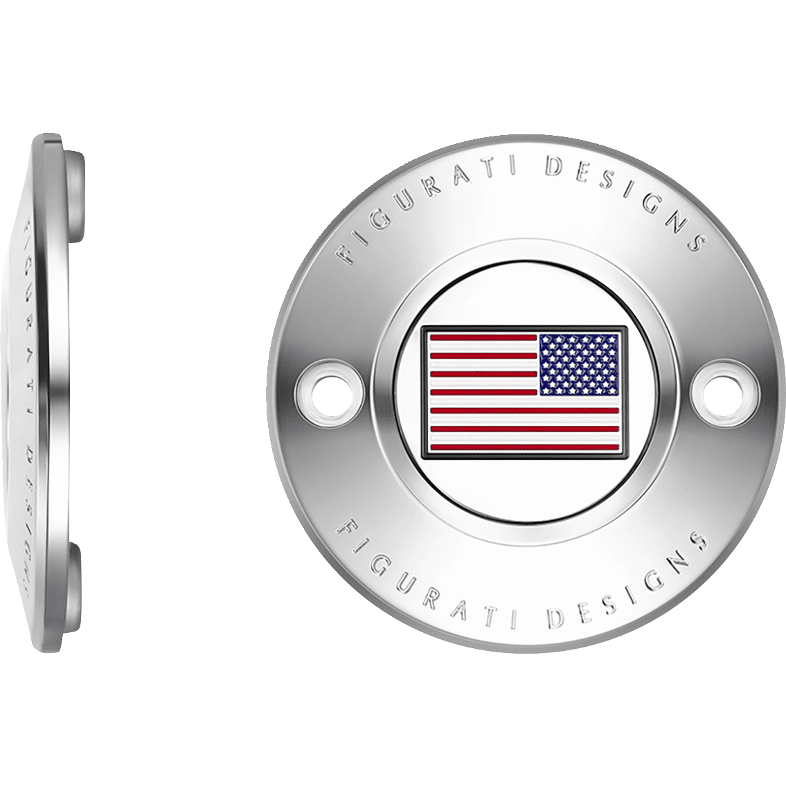 FIGURATI DESIGNS Timing Cover 2 Hole American Flag Stainless Steel FD20TC2HSS