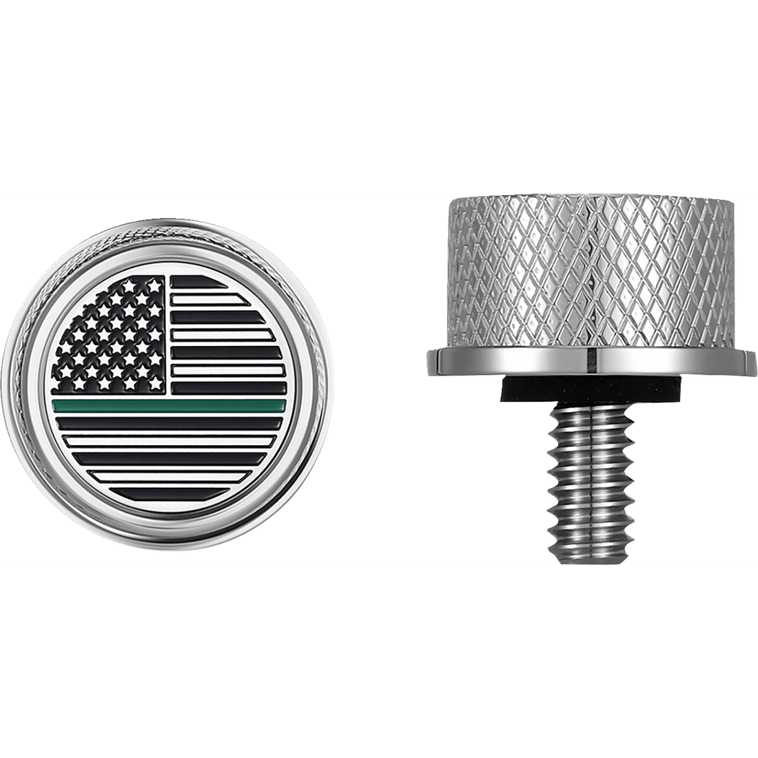 FIGURATI DESIGNS Seat Mounting Knob Stainless Steel Green Line American Flag