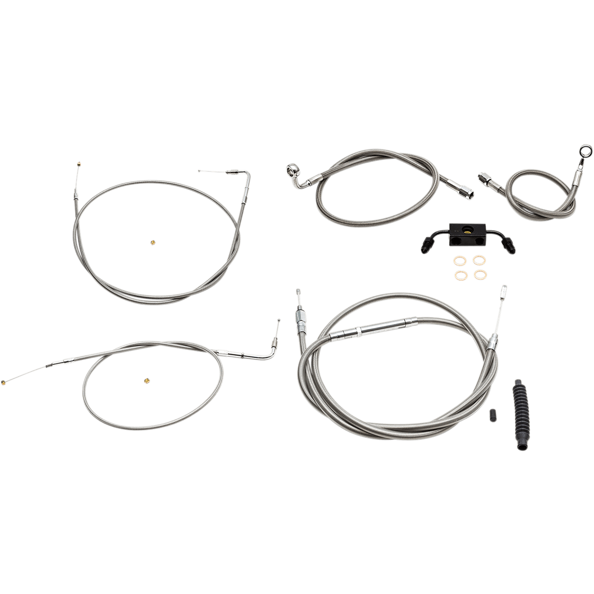 LA CHOPPERS Handlebar Cable/Brake Line Kit 12" 14" Ape Hanger Handlebars Stainless Steel LA8321KT13