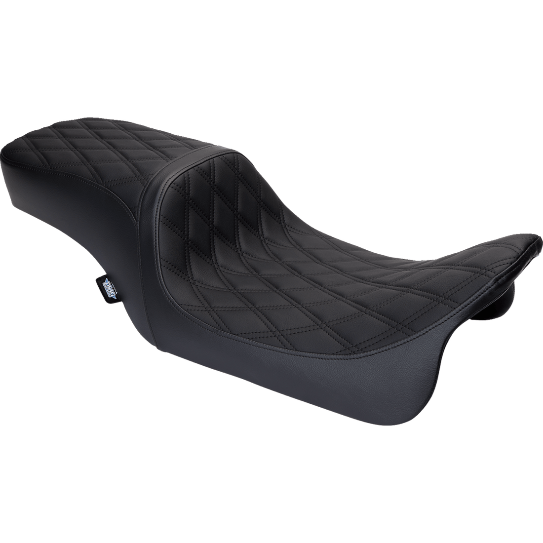 DRAG SPECIALTIES Predator 2-Up Seat Vinyl Double Diamond Black Stitch w/o Backrest FLH '08-'23