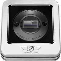 FIGURATI DESIGNS Timing Cover 2 Hole Blue Line American Flag Black FD71TC2HBLK