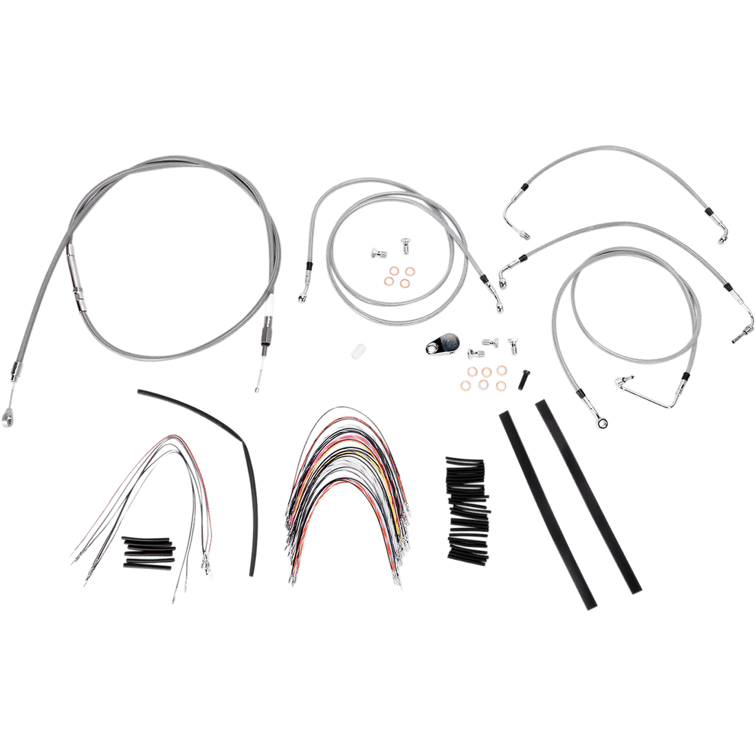 BURLY BRAND Handlebar Cable/Brake Line Kit Complete 14" Ape Hanger Handlebars Stainless Steel