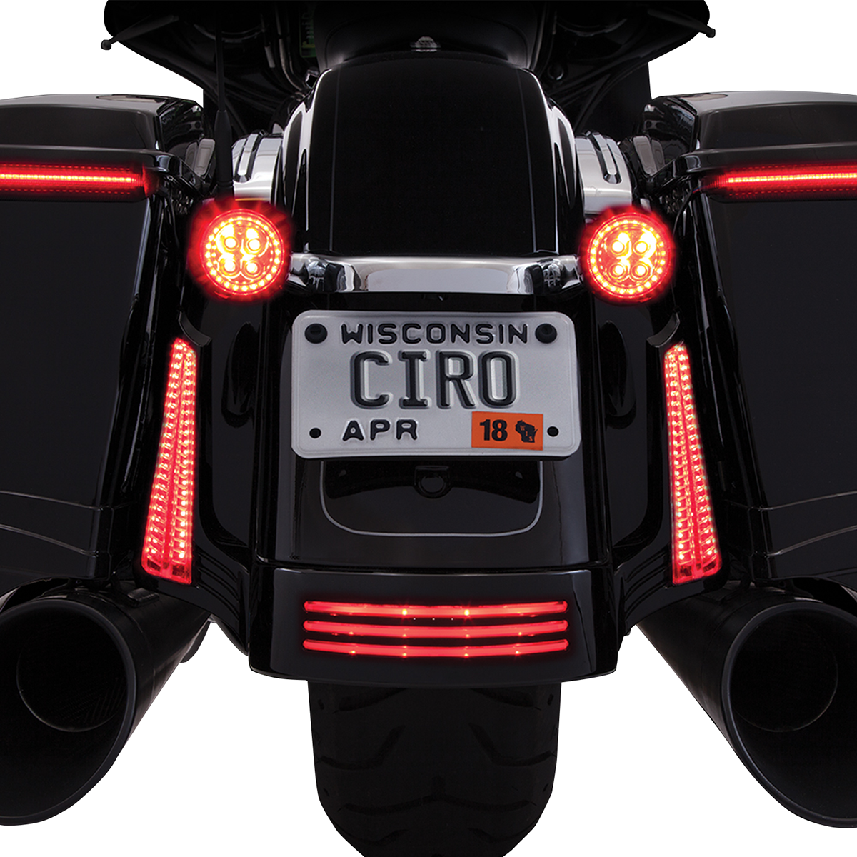 CIRO Rear Signal Light Inserts Chrome Red Lens