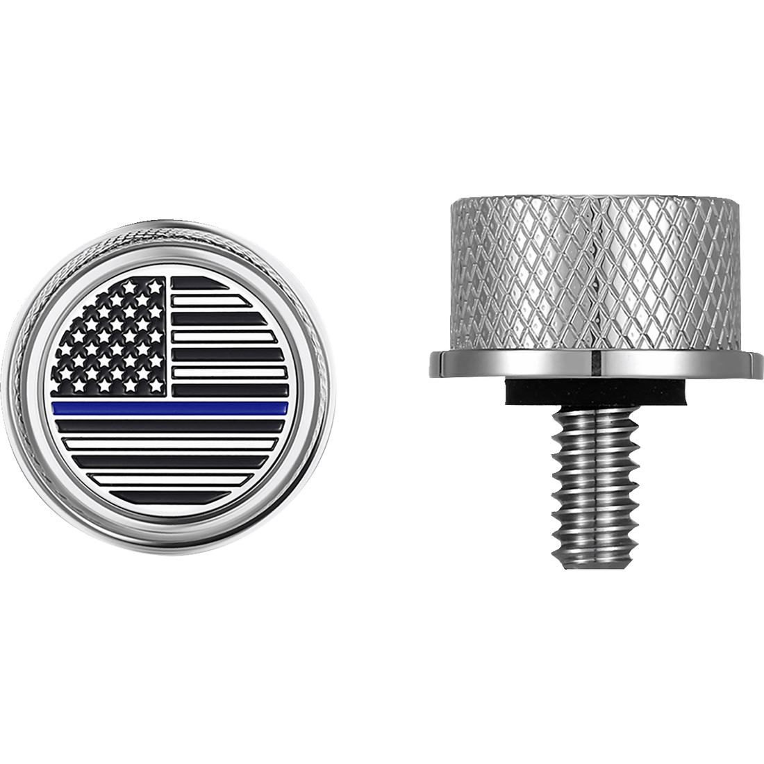 FIGURATI DESIGNS Seat Mounting Knob Stainless Steel Blue Line American Flag