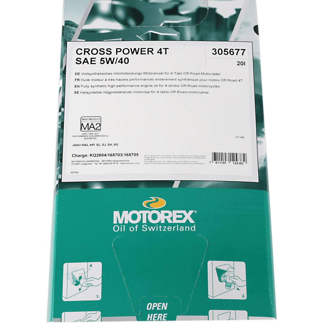 MOTOREX Cross Power Synthetic 4T Engine Oil 5W-40 20L Dispenser Box 305677