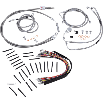 BURLY BRAND Handlebar Cable/Brake Line Kit Complete 13" Ape Hanger Handlebars Stainless Steel