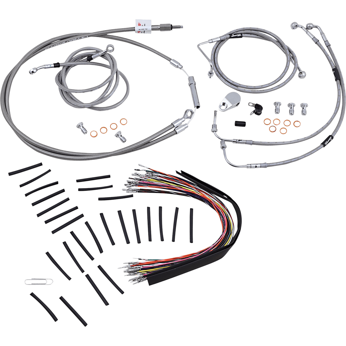 BURLY BRAND Handlebar Cable/Brake Line Kit Complete 13" Ape Hanger Handlebars Stainless Steel B301102