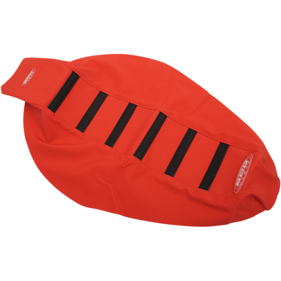 SDG 6-Ribbed Seat Cover Black Ribs/Red Top/Red Sides