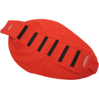 SDG 6-Ribbed Seat Cover Black Ribs/Red Top/Red Sides