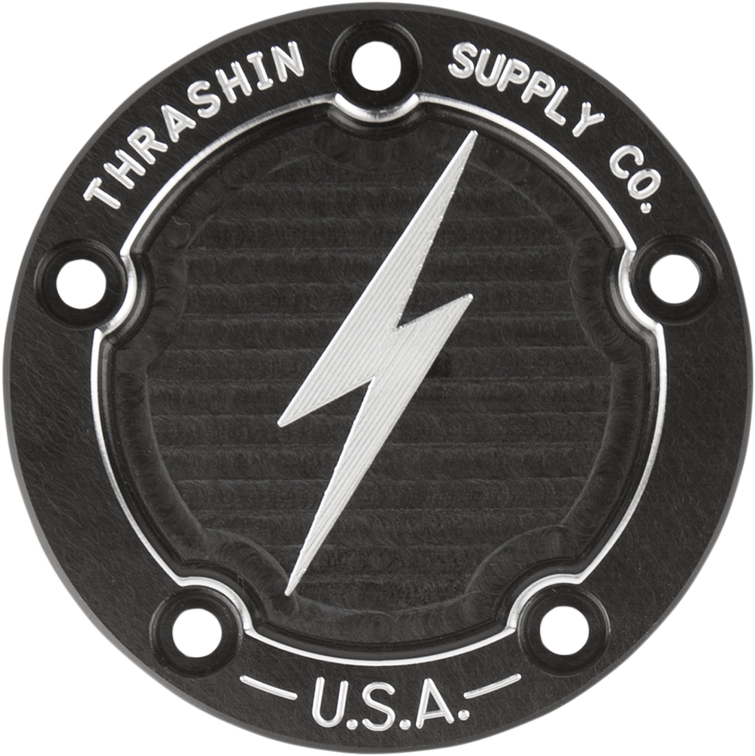 THRASHIN SUPPLY CO. Points Cover Dished Black Twin Cam