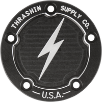 THRASHIN SUPPLY CO. Points Cover Dished Black Twin Cam