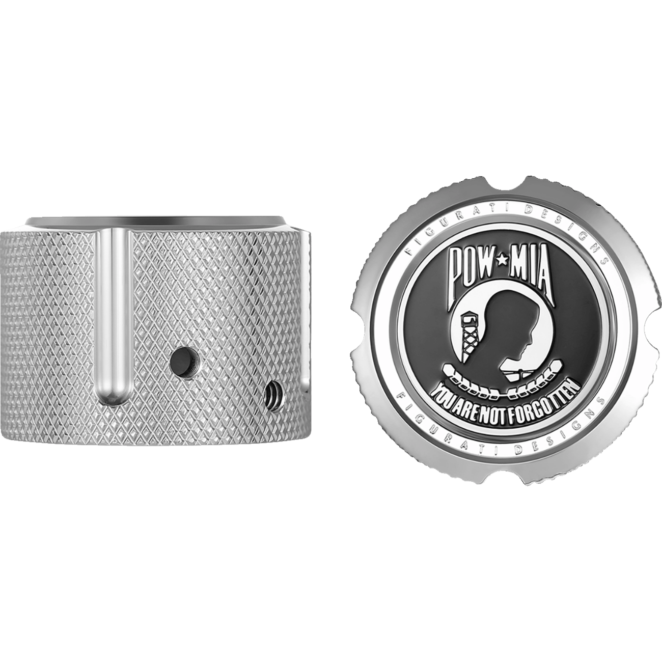 FIGURATI DESIGNS Axle Nut Cover Front Stainless Steel POW MIA Silver FD50FACSS