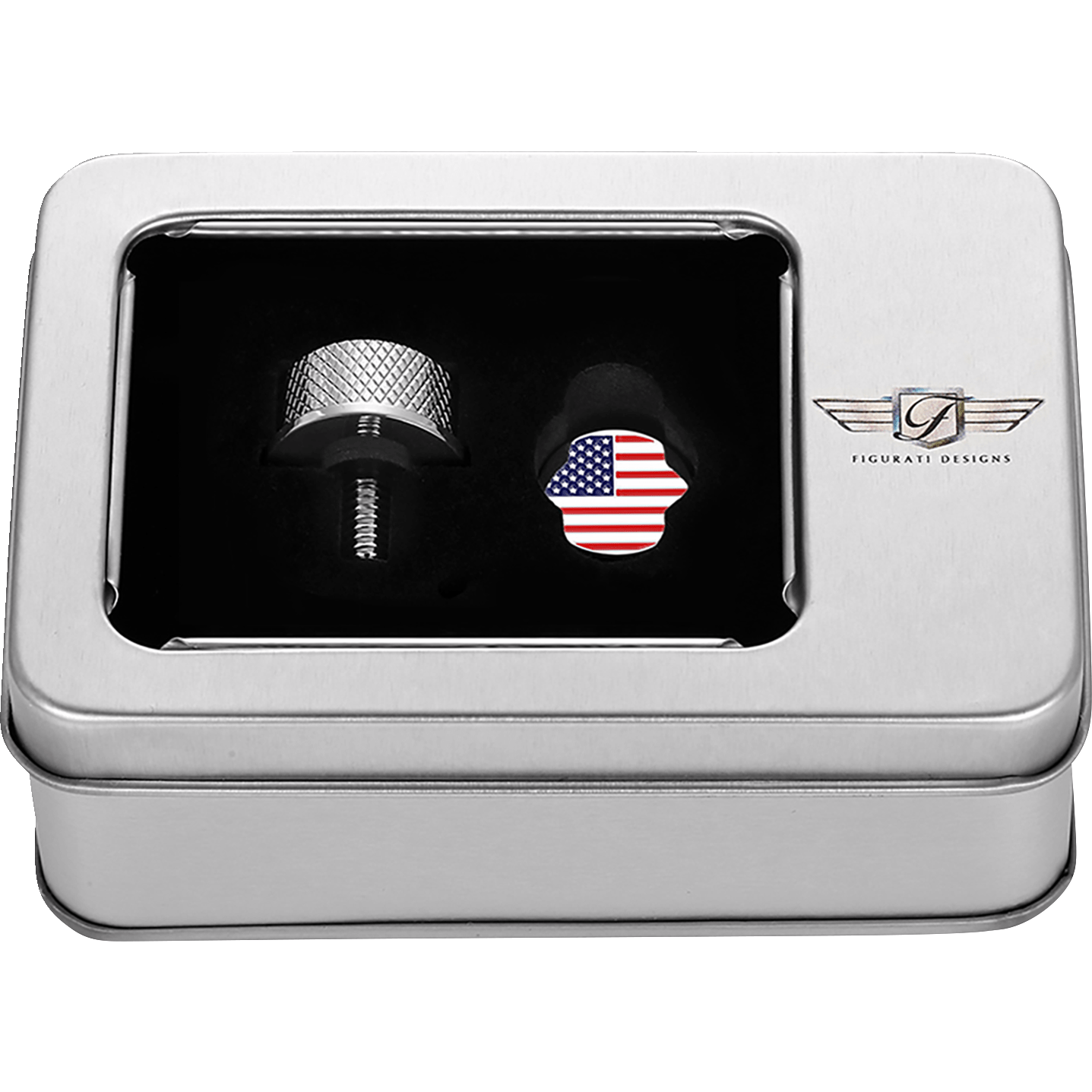 FIGURATI DESIGNS Seat Mounting Knob Stainless Steel American Flag