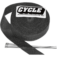 CYCLE PERFORMANCE PROD. Fiberglass Exhaust Wrap Kit Black 2" x 25' CPP/9042