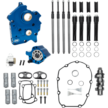 S&S CYCLE Cam Chest Kit with Plate Chain Drive Oil Cooled 465 Cam Black Pushrods M8 3101011B