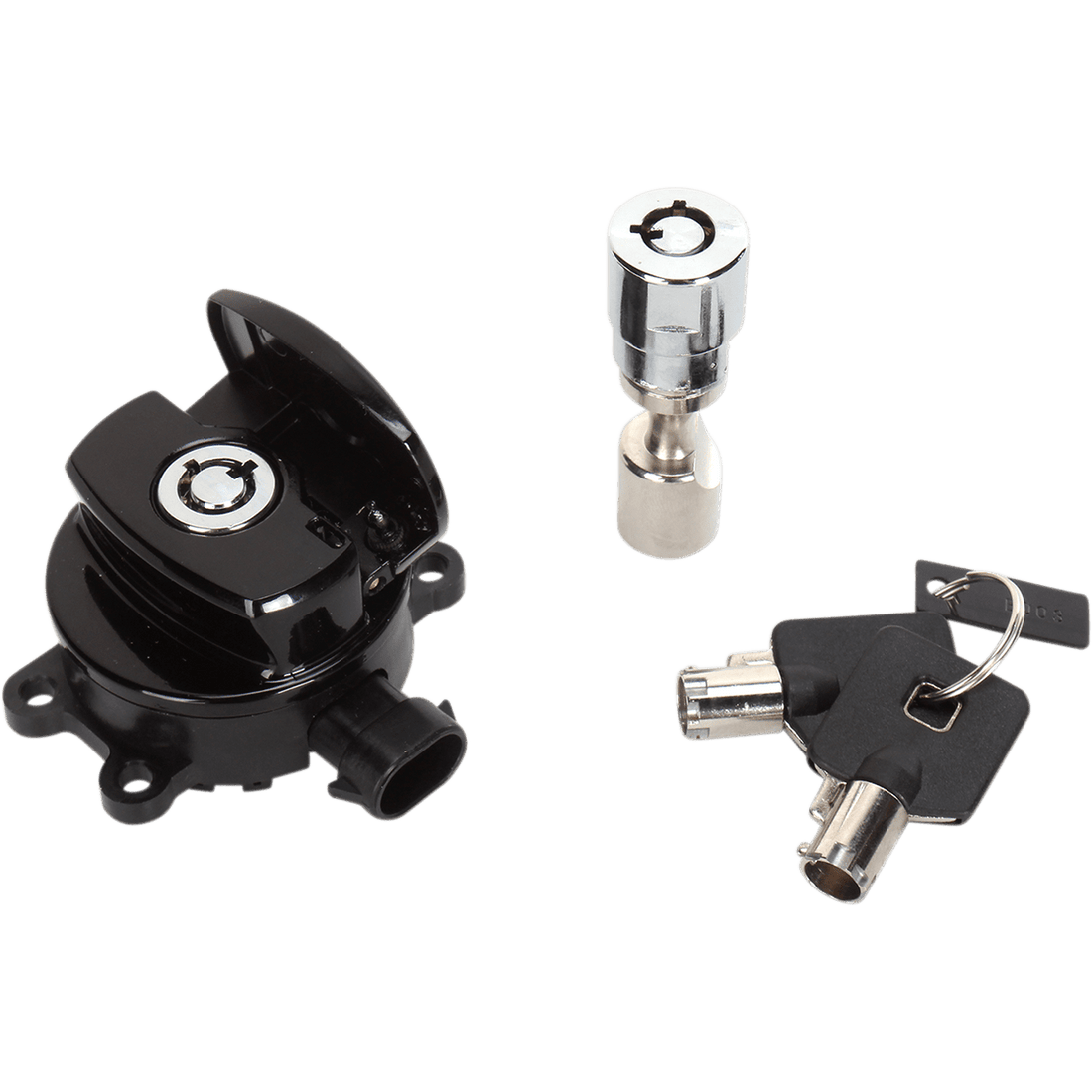 DRAG SPECIALTIES Side Hinge Ignition Switch with Fork Lock Black