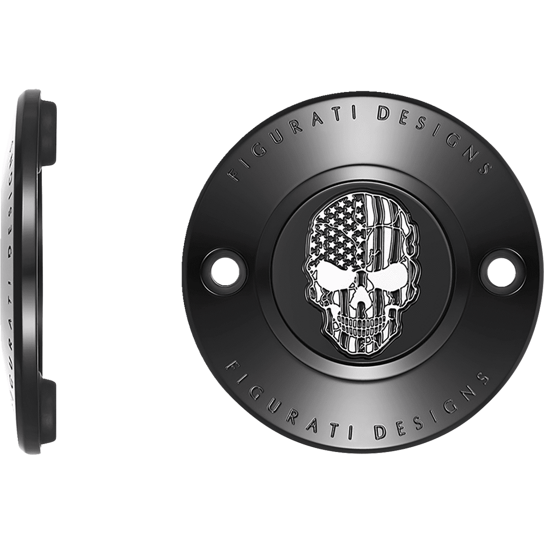 FIGURATI DESIGNS Timing Cover 2 Hole Skull Contrast Cut Black FD28TC2HBLK