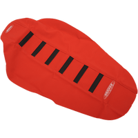 SDG 6-Ribbed Seat Cover Black Ribs/Red Top/Red Sides