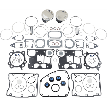 WISECO Piston Kit with Gasket +0.010" Twin Cam 88" Bored to 1550 cc (95 Cubic Inch)