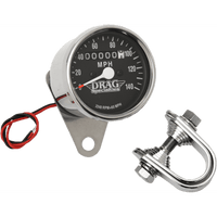 DRAG SPECIALTIES 2.4" MPH Mini LED Mechanical Speedometer/Indicators Chrome Housing Black Face 2240:60