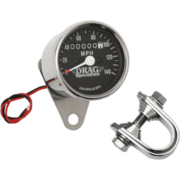 DRAG SPECIALTIES 2.4" MPH Mini LED Mechanical Speedometer/Indicators Chrome Housing Black Face 2240:60