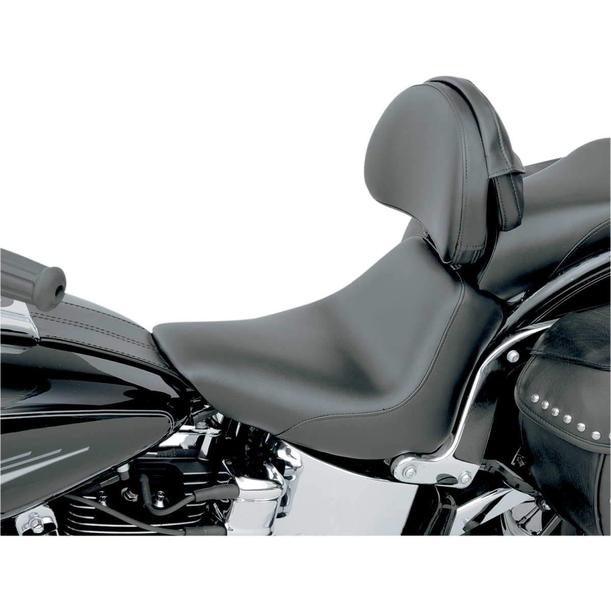 SADDLEMEN Heels Down Solo Seat With Backrest Plain Black FXST 806120041