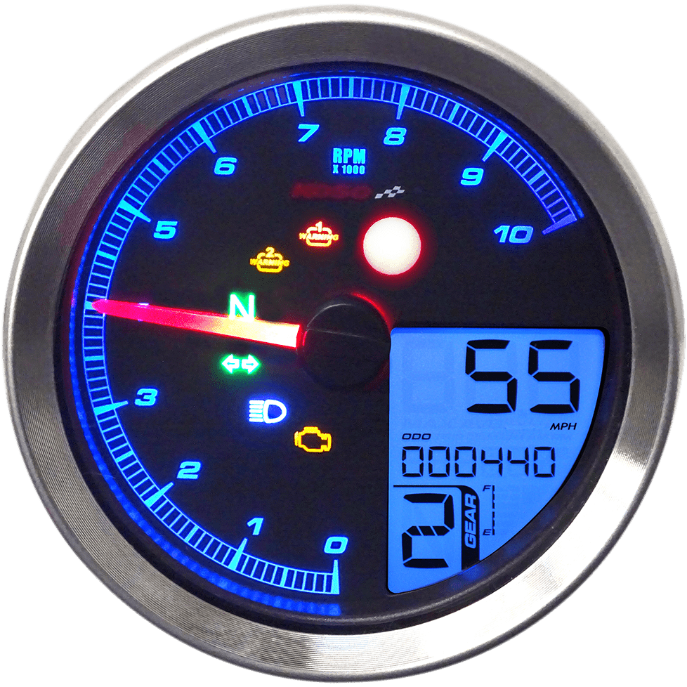 KOSO NORTH AMERICA TNT-04 Multi-Function Meter Silver Bezel 3.30" Diameter x 2.19" D BA051401