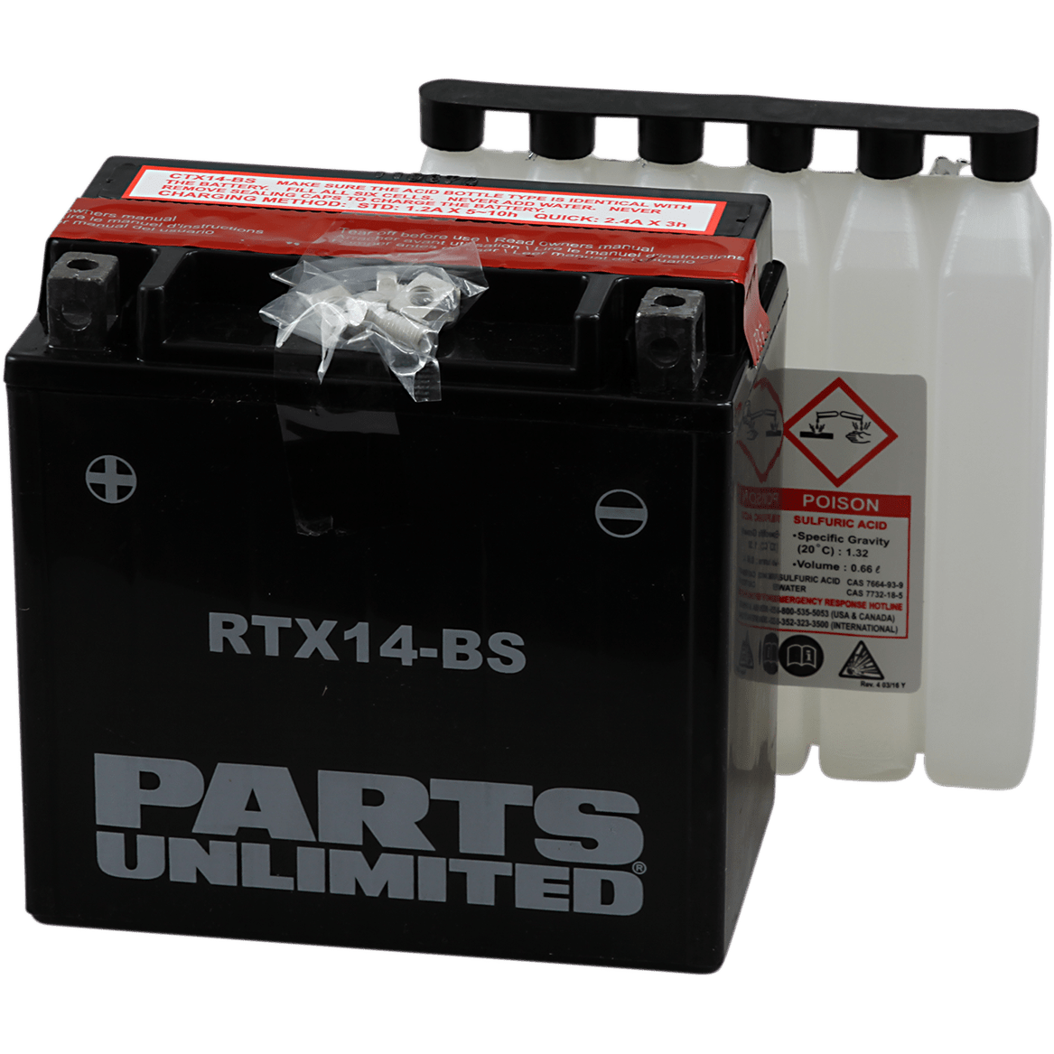 PARTS UNLIMITED AGM Battery RTX14-BS .69 L