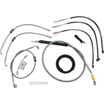 LA CHOPPERS Handlebar Cable/Brake Line Kit Quick Connect Complete 18" 20" Handlebars Stainless LA8157KT219