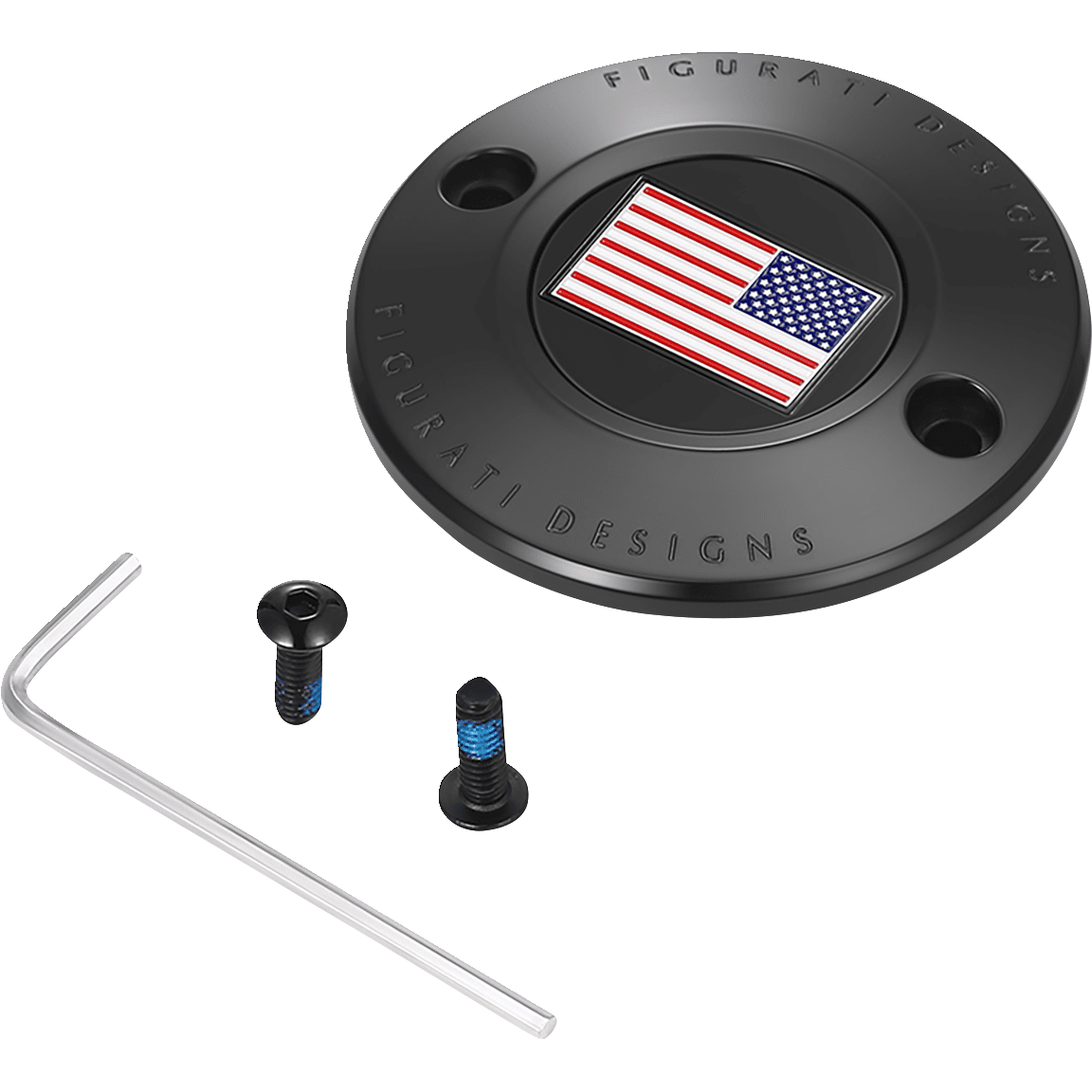 FIGURATI DESIGNS Timing Cover 2 Hole American Flag Black FD21RTC2HBLK