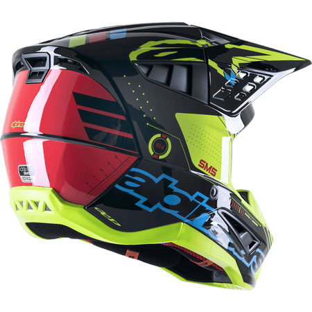 ALPINESTARS SM5 Helmet Action Gloss Black/Blue/Fluo Yellow Small 83061221757SM