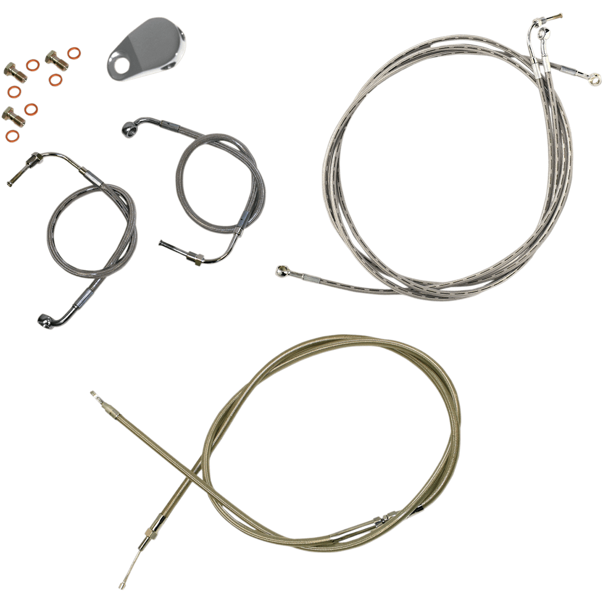 LA CHOPPERS Handlebar Cable/Brake Line Kit 12" 14" Ape Hanger Handlebars Stainless Steel LA8050KT13