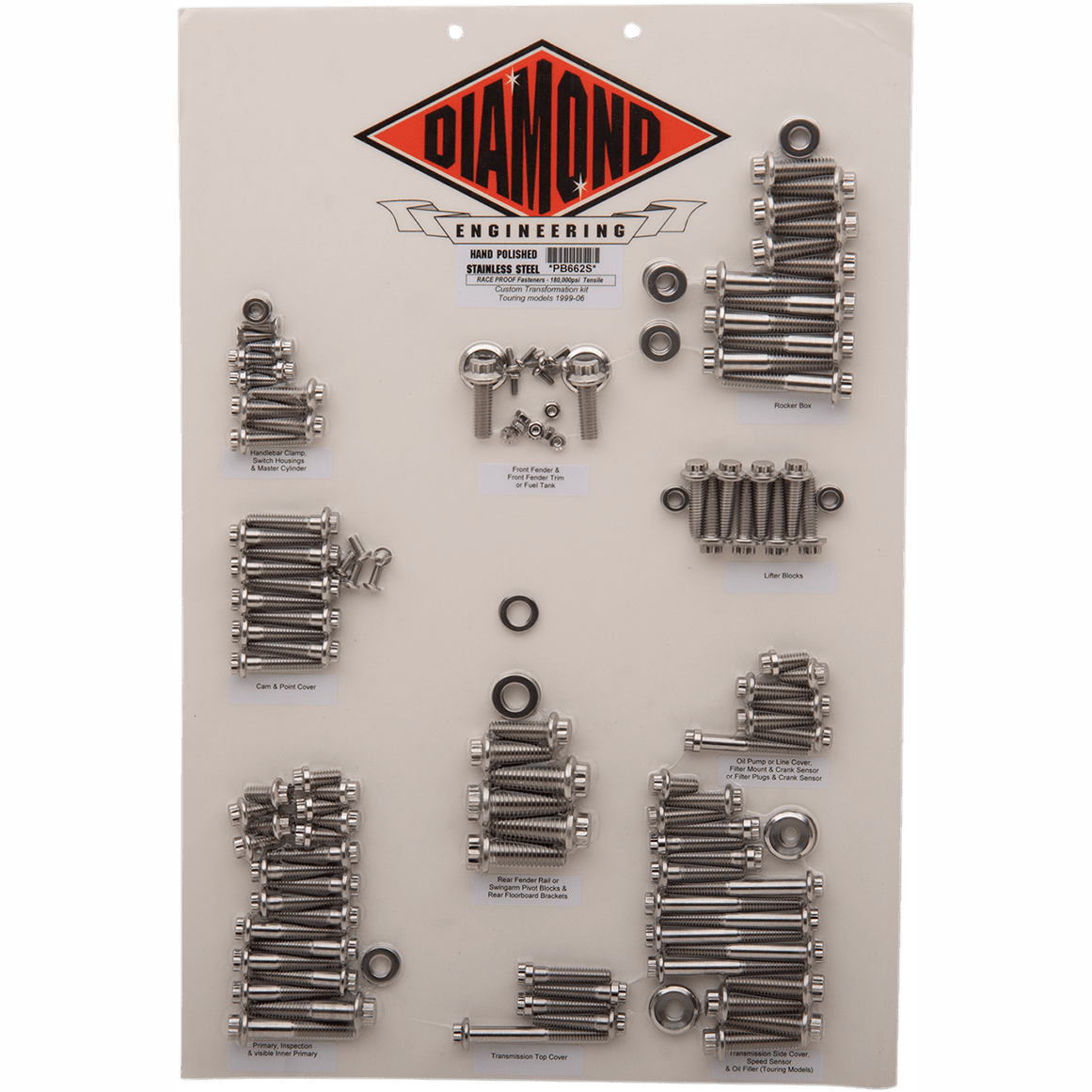 DIAMOND ENGINEERING Fastener Kit Custom/Transformation 12-Point FLHT PB662S