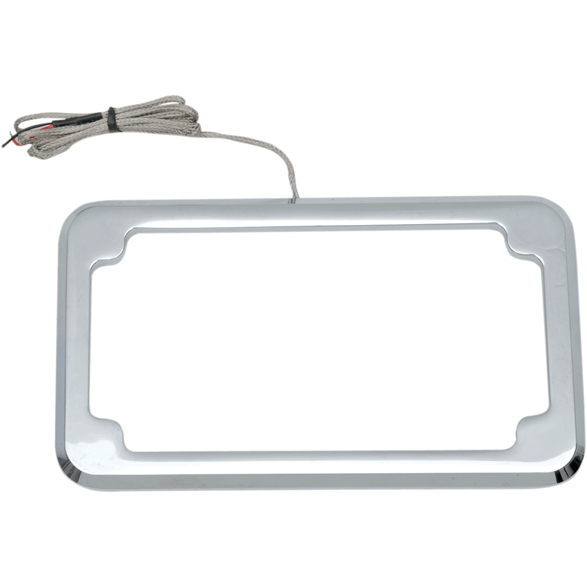 CYCLE VISIONS Beveled License Plate Frame Chrome with Plate Light