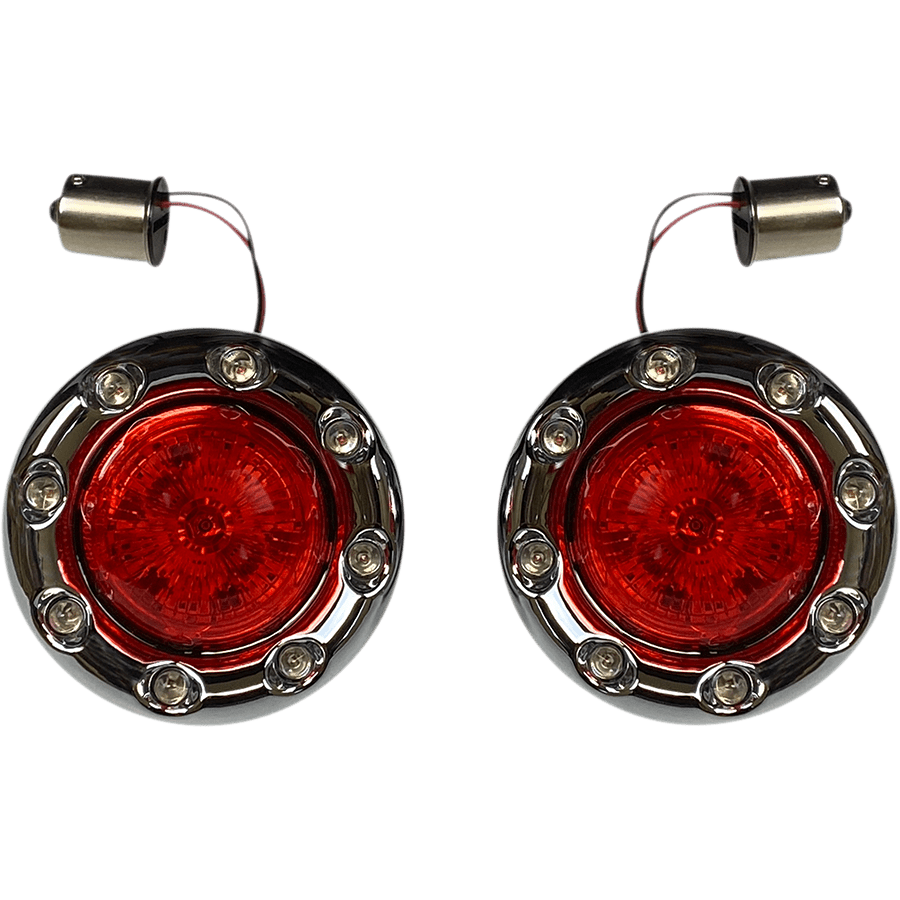 CUSTOM DYNAMICS Bullet Turn Signal 1156 Chrome Red Lens PBBRRR 56CR