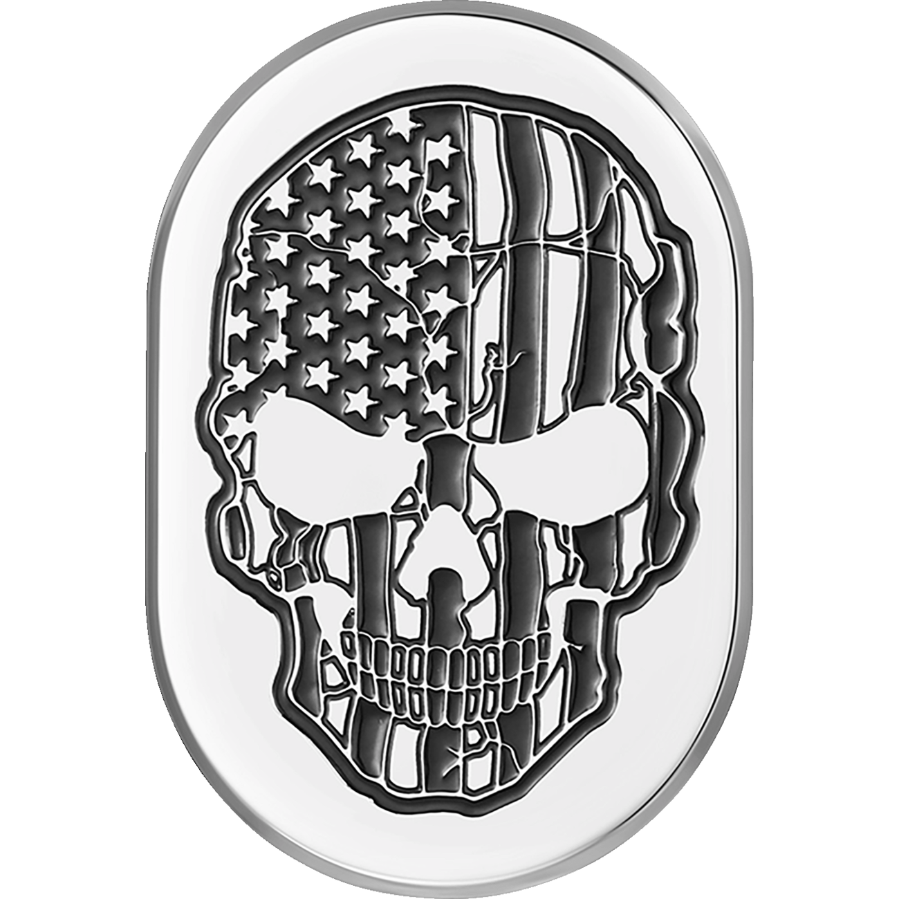 FIGURATI DESIGNS Antenna Cover Left Rear Fender Contrast Cut American Flag Skull Chrome