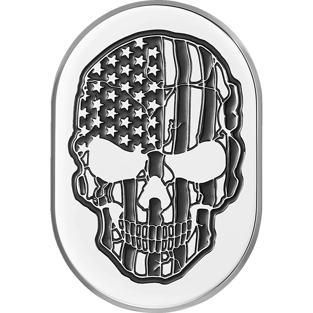 FIGURATI DESIGNS Antenna Cover Left Rear Fender Contrast Cut American Flag Skull Chrome