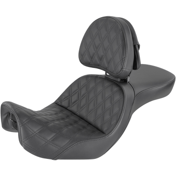 SADDLEMEN Explorer Seat With Backrest Lattice Stitched Black FXD 80604030LS