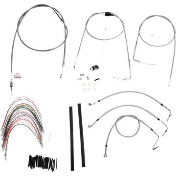 BURLY BRAND Handlebar Cable/Brake Line Kit Complete 14" Ape Hanger Handlebars Stainless Steel