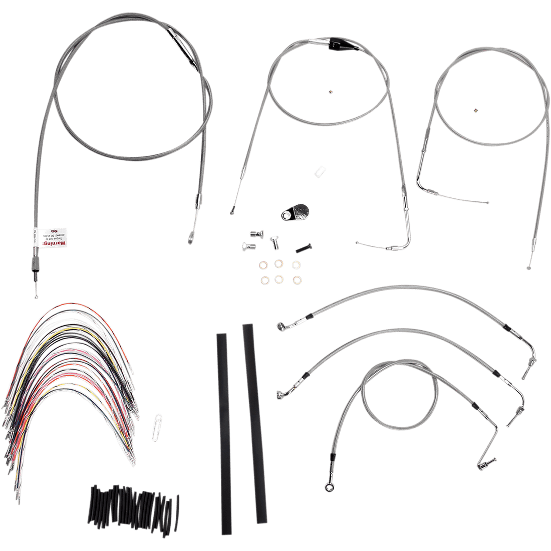 BURLY BRAND Handlebar Cable/Brake Line Kit Complete 14" Ape Hanger Handlebars Stainless Steel B301082