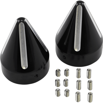 LA CHOPPERS Axle Caps Black Cut Spike LA781300B