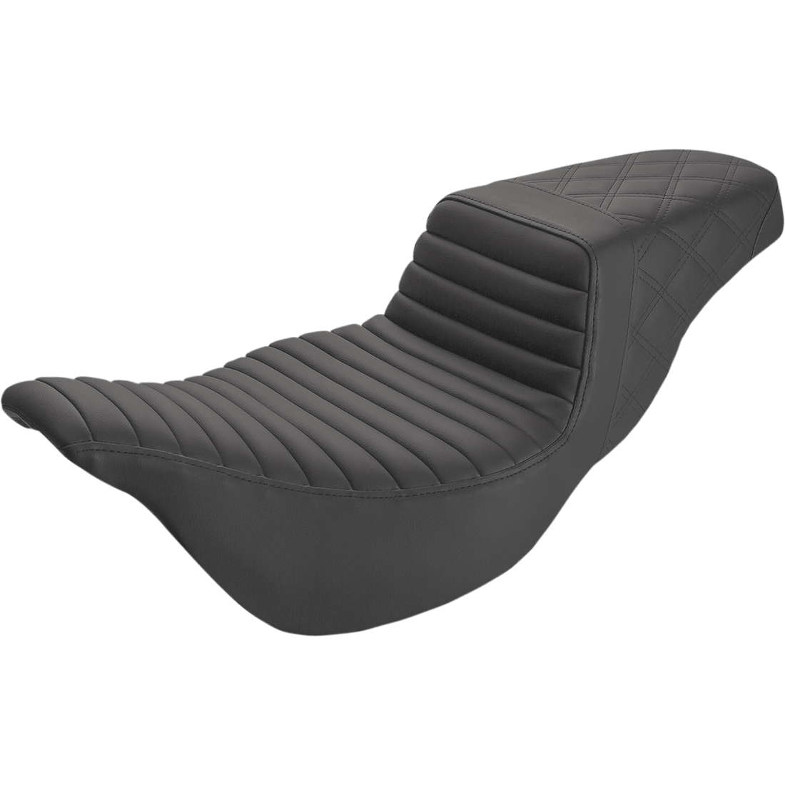 SADDLEMEN Step-Up Seat Extended Reach Front Tuck-n-Roll/Rear Lattice Stitch Black FL '08-'23 80807B176E