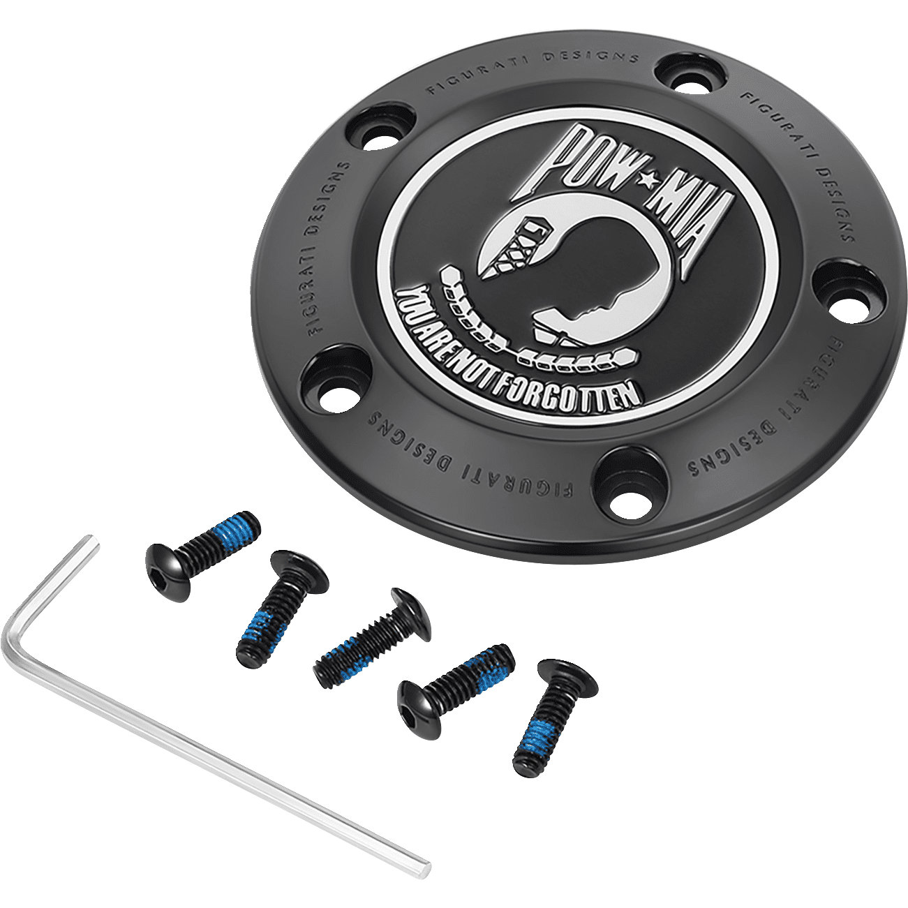 FIGURATI DESIGNS Timing Cover 5 Hole POW MIA Black FD50TC5HBLK