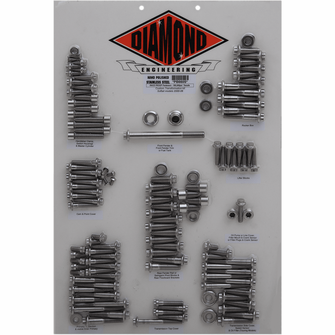 DIAMOND ENGINEERING Fastener Kit Custom/Transformation 12-Point Softail PB660S