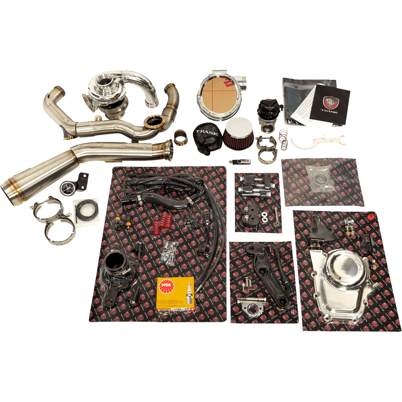 TRASK Tornado Turbo Performance Kit Polished with Brushed Stainless Steel Exhaust TM7600PO